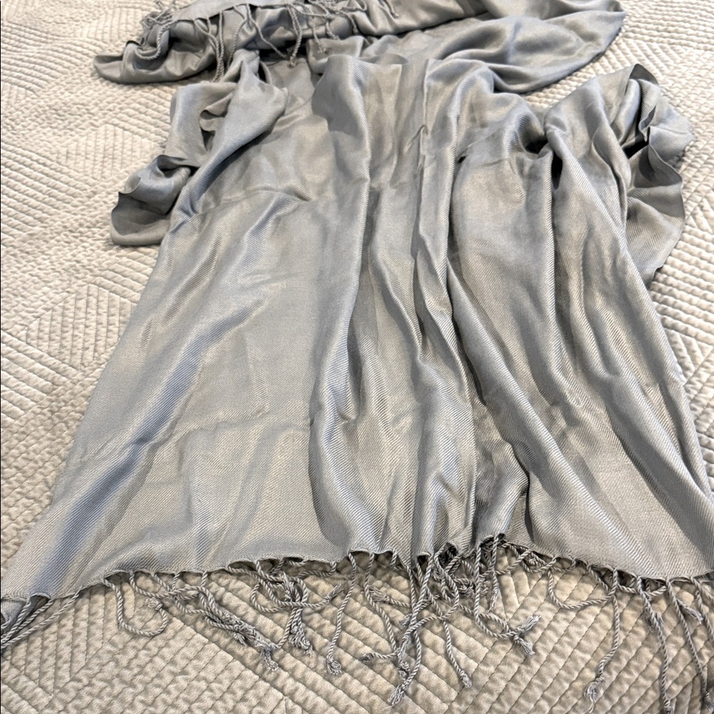 Chic Silver Scarf with Fringe